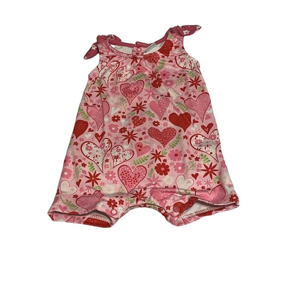 Penelope Plumm Size 3 Months Baby Girls Pink & Red Hearts Romper #D-5-42-50 - Picture 1 of 8